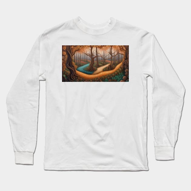 Fantasy Enchanted folkart Forest Long Sleeve T-Shirt by EpicFoxArt